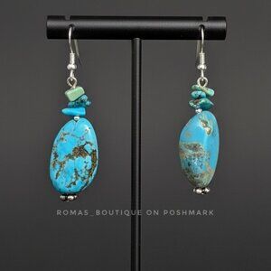 turquoise style gemstone dangle earrings handcrafted